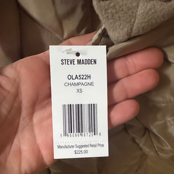 Steve Madden size XS New NWT Women's Tan Quilted Hooded Coat Parka jacket - Picture 10 of 10